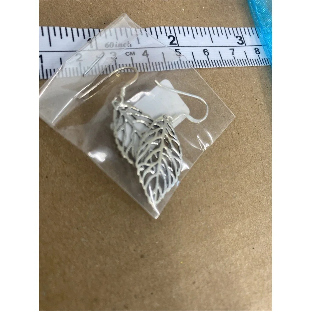 .925 Sterling Silver earrings light fish hook LEAVES BRAND NEW designer